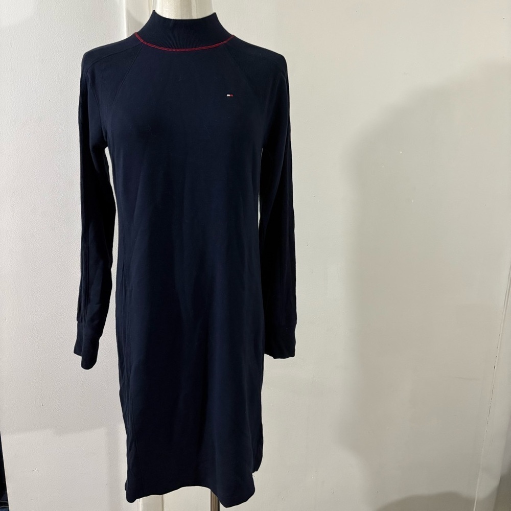 Tommy Hilfiger Women's Mock Turtle Neck Dress Dark Blue Navy Size XS Ultra Soft